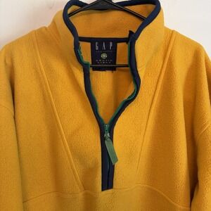 VTG Gap Arctic Light Sweater‎ Medium Yellow Fleece Quarter Zip Pullover Y2K
